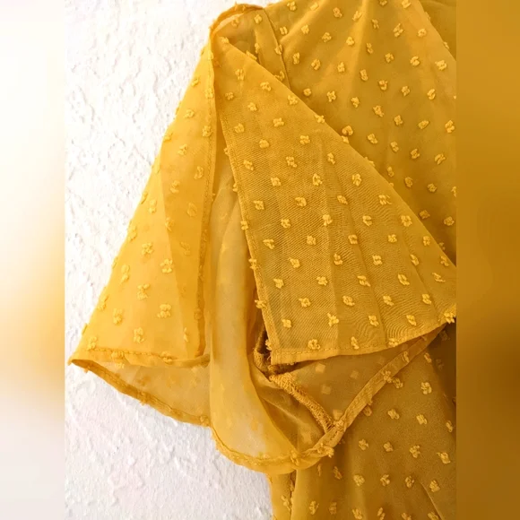 Mustard yellow ruffled midi dress - Picture 5 of 12